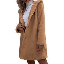 Load image into Gallery viewer, Women&#39;s Hooded Mid-Length Plush Coat in 2 Colors S-XL - Wazzi&#39;s Wear
