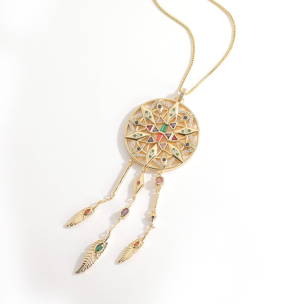 Women's Necklace Round Hollow Star Pendant Net Celebrity