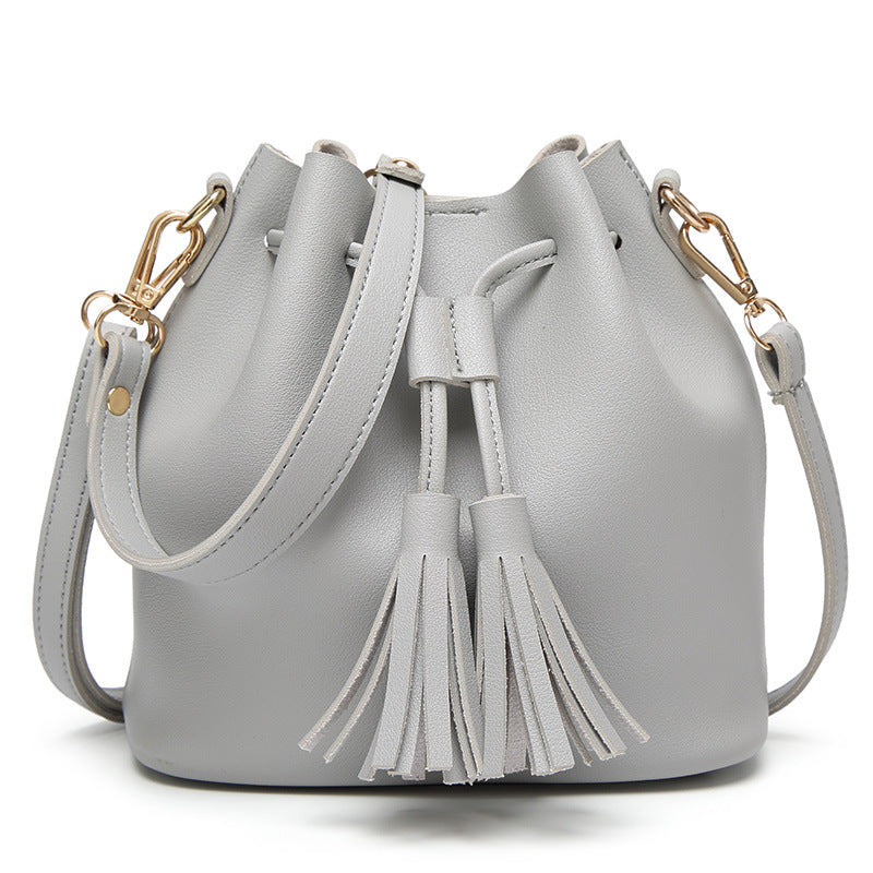 Women’s PU Leather Bucket Bag with Tassels in 5 Colors - Wazzi's Wear