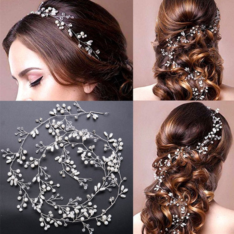 Women’s Wedding Hair Accessory with Pearls in 2 Colors - Wazzi's Wear