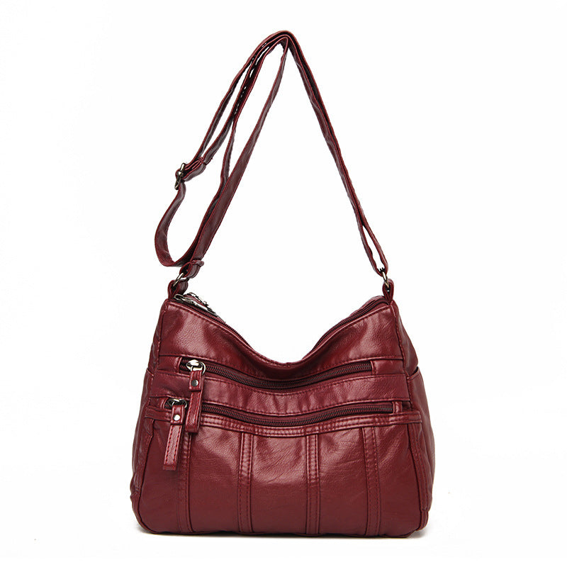 Women’s Soft Leather Messenger Bag in 7 Colors - Wazzi's Wear