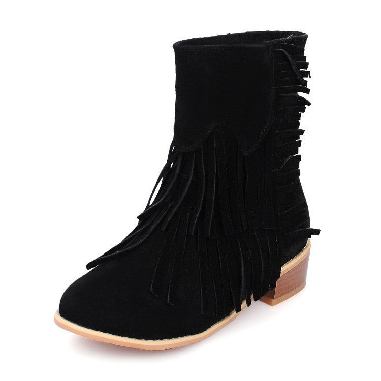 Women’s Suede Ankle Boots with Tassels in 4 Colors - Wazzi's Wear
