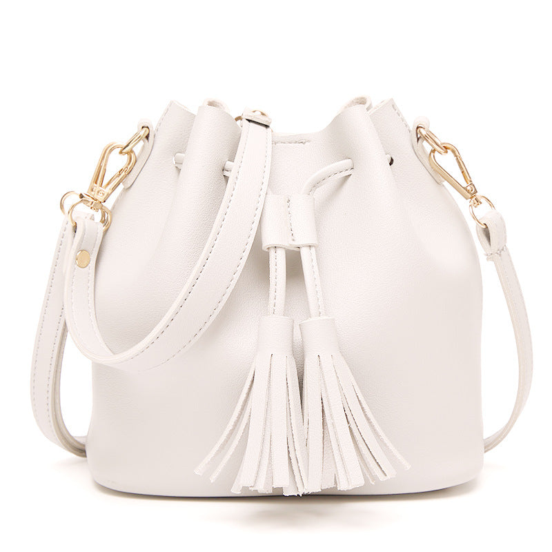 Women’s PU Leather Bucket Bag with Tassels in 5 Colors - Wazzi's Wear