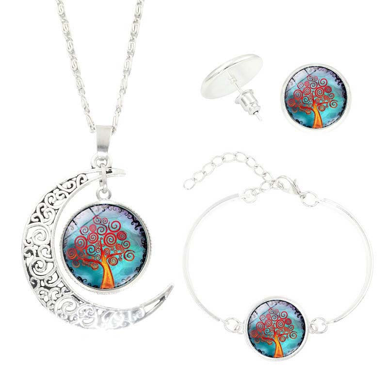 Tree of Life Gemstone Jewelry Set in 5 Colors - Wazzi's Wear