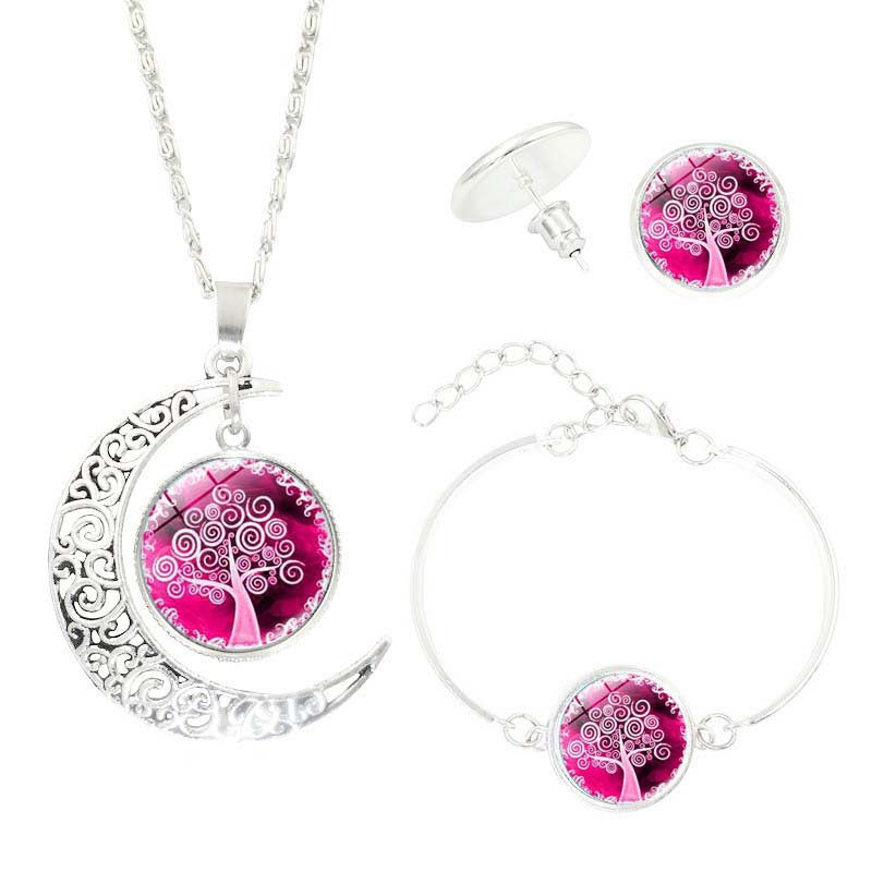 Tree of Life Gemstone Jewelry Set in 5 Colors - Wazzi's Wear