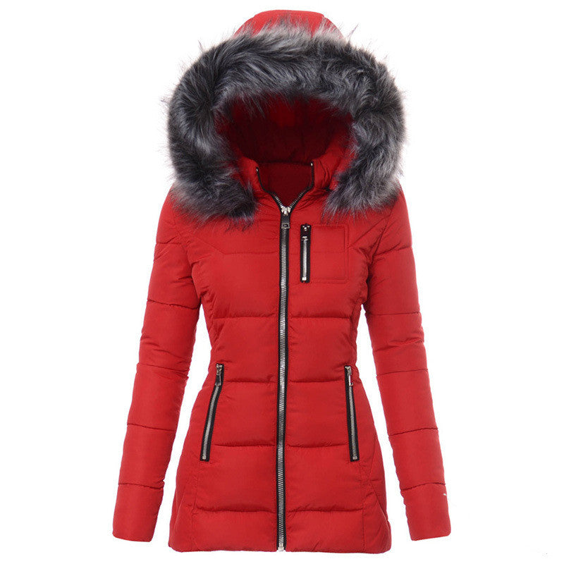 Women’s Puffer Jacket with Fur-Lined Hood