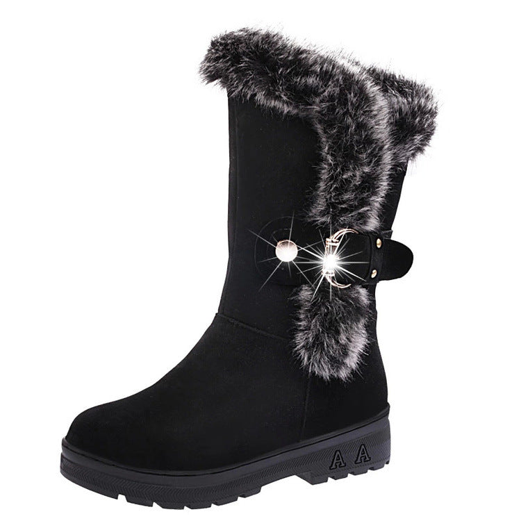Women’s Winter Snow Boots with Faux Fur and Buckle in 3 Colors - Wazzi's Wear