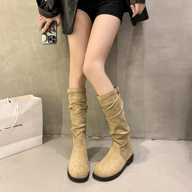 Womens Slim-fit High-top Boots For Fall And Winter