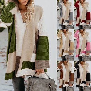 Women's Geometric Colorblock Sweater Cardigan in 7 Colors S-3XL - Wazzi's Wear