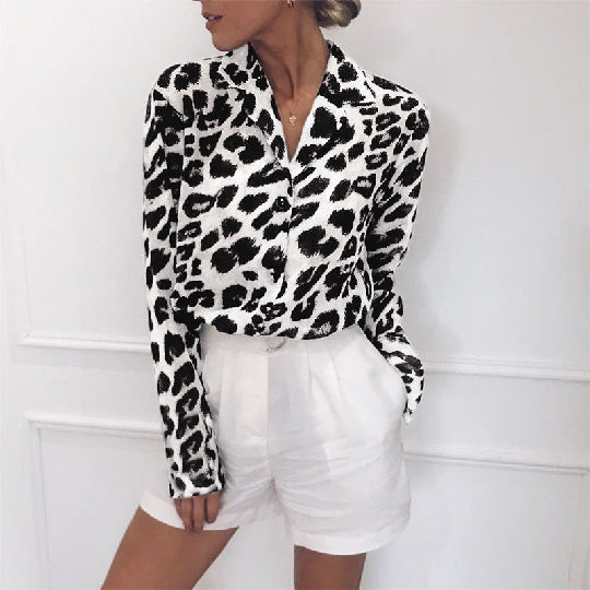 Women’s Long Sleeve Leopard Print Blouse in 4 Colors S-3XL - Wazzi's Wear