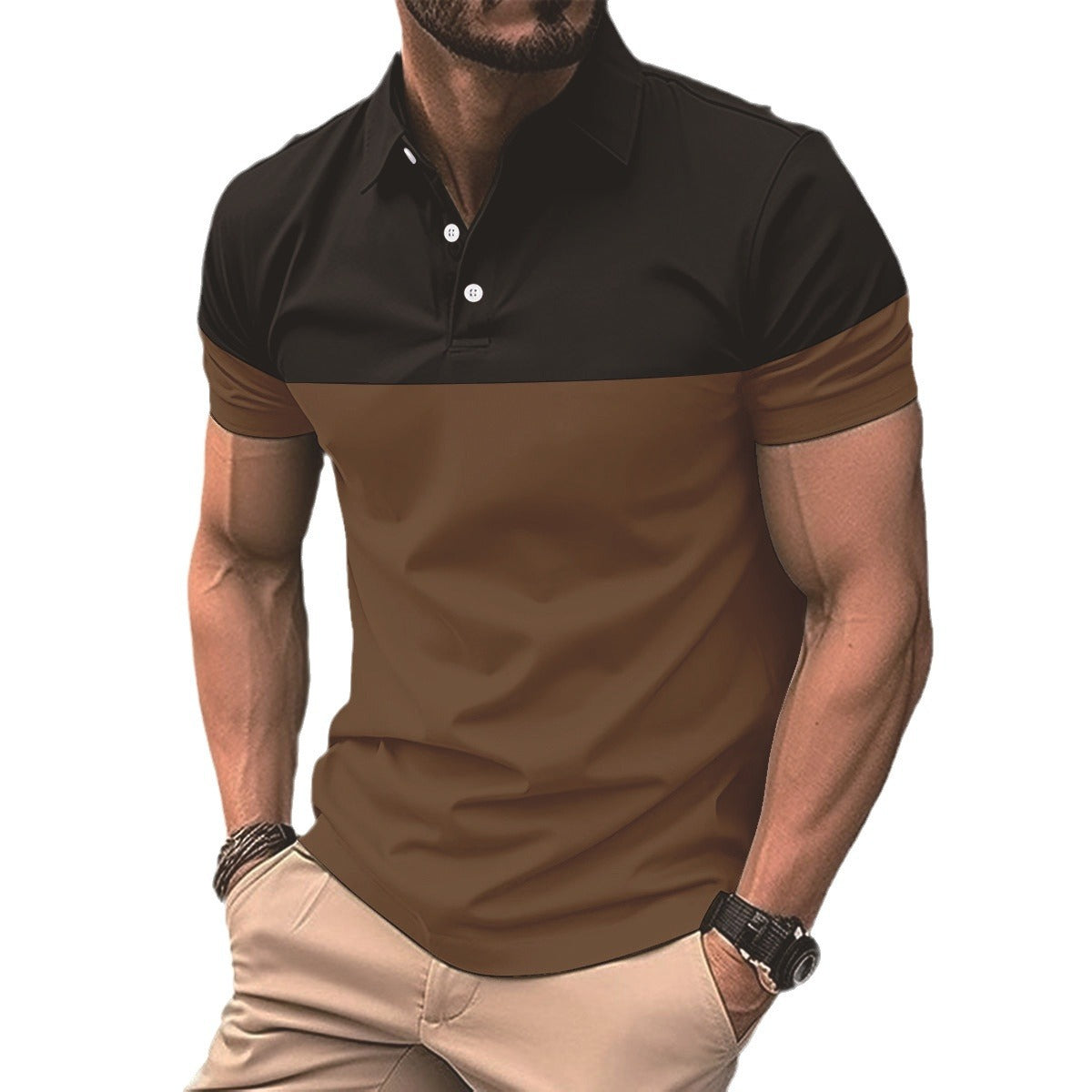 Men's Casual Colorblock Polo Shirt in 8 Colors S-XXXL - Wazzi's Wear