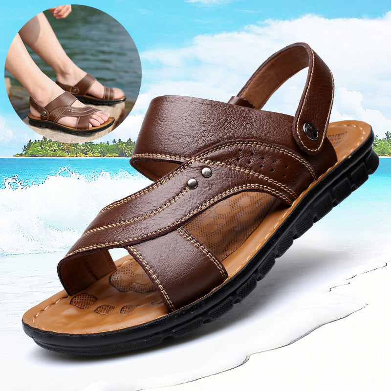 Men’s Leather Sandals with Adjustable Back Strap