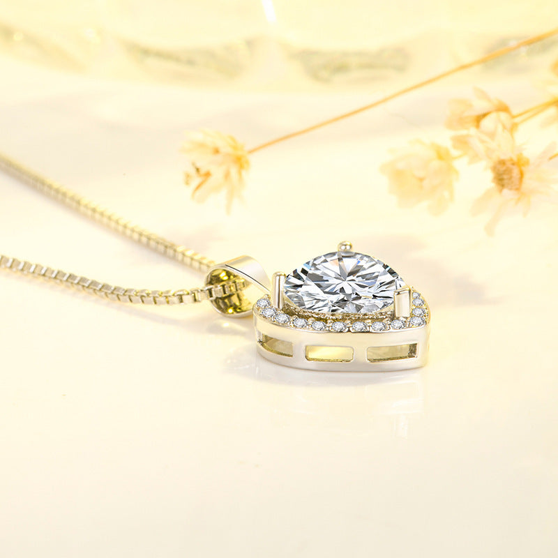 White Diamond Heart Pendant Necklace - Wazzi's Wear