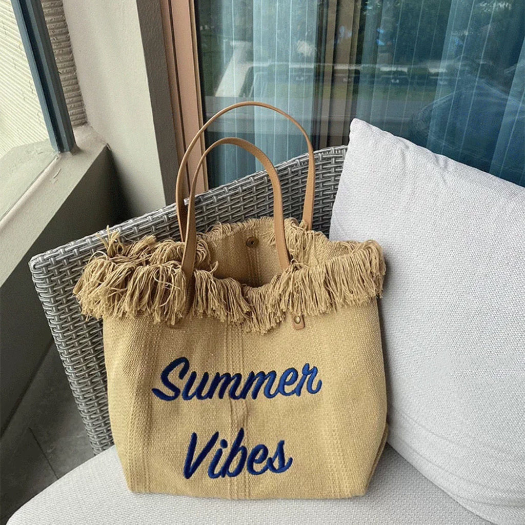 Women’s Summer Vibes Beach Bag Tote in 5 Colors - Wazzi's Wear
