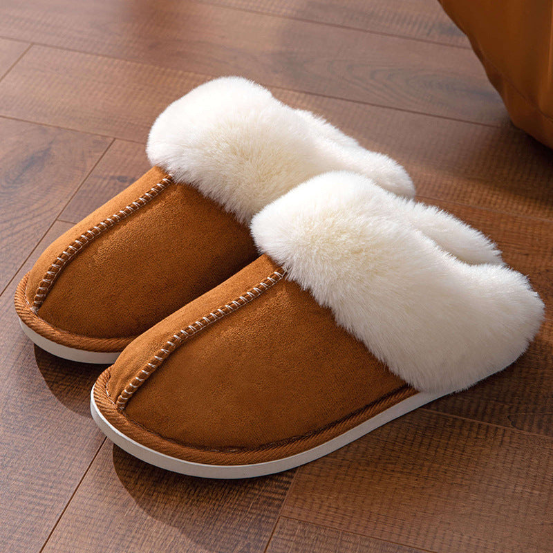 Suede Slip On Closed Toe Plush Slippers