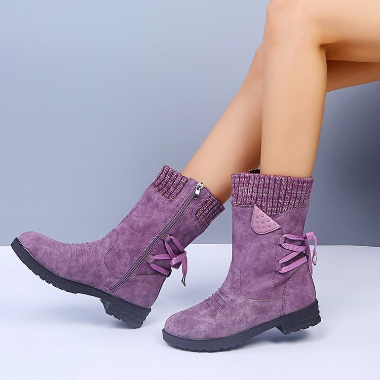 Women’s Suede Snow Boots with Side Zipper in 6 Colors - Wazzi's Wear