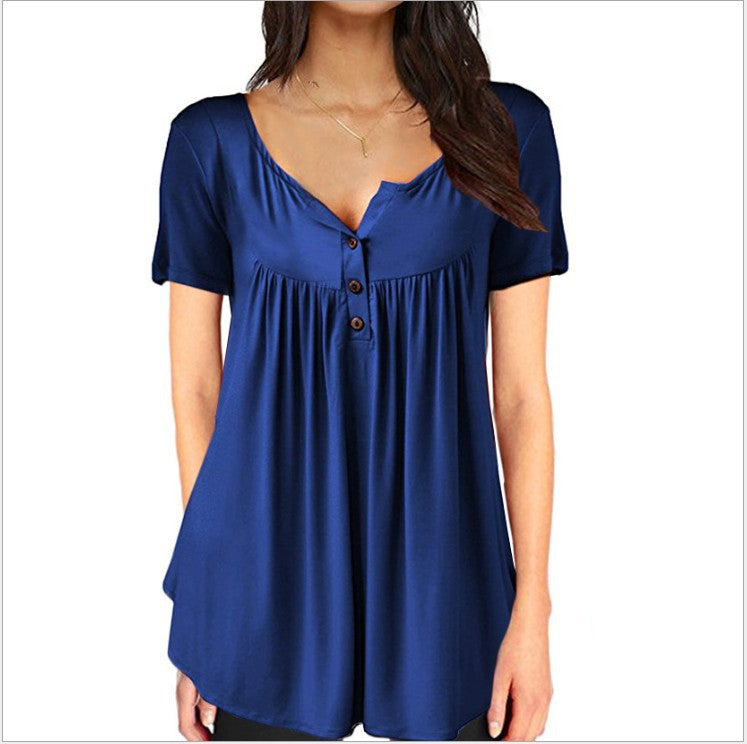 Women’s Short Sleeve Round Neck Top in 7 Colors S-5XL - Wazzi's Wear