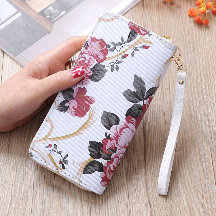 Women's Multi-Compartment Zippered Floral Wallet