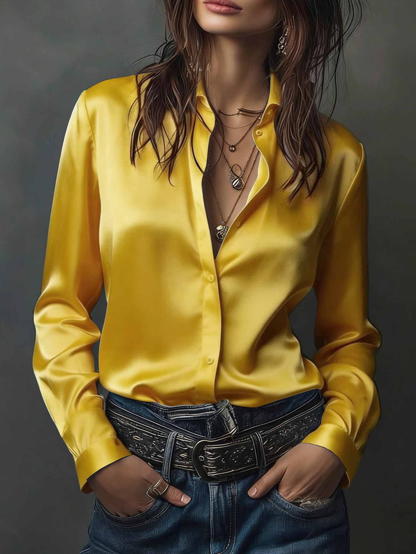 Women's Western-style Resort Casual Satin Best-selling Shirt