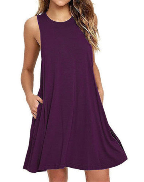 Women’s Sleeveless Casual Pocket Dress with Pockets in 8 Colors Sizes 6-20 - Wazzi's Wear