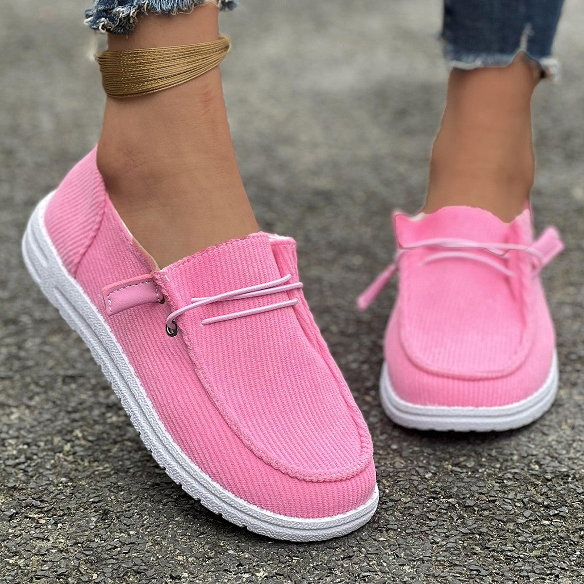 Women's Flat Bottom Slip On Casual Boat Shoes