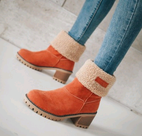 Women’s Thick Heel Fleece Lined Suede Snow Boots in 5 Colors - Wazzi's Wear