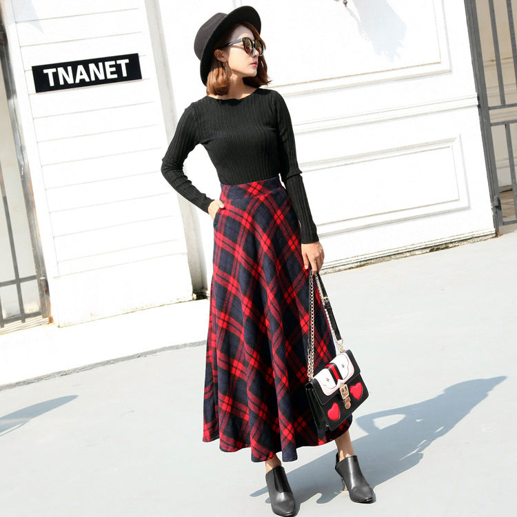 Autumn and winter new high-waisted skirt slim woolen skirt