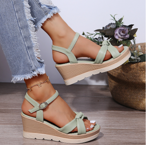 Women's High Wedge Heel Sandals with Bowknot in 2 Colors