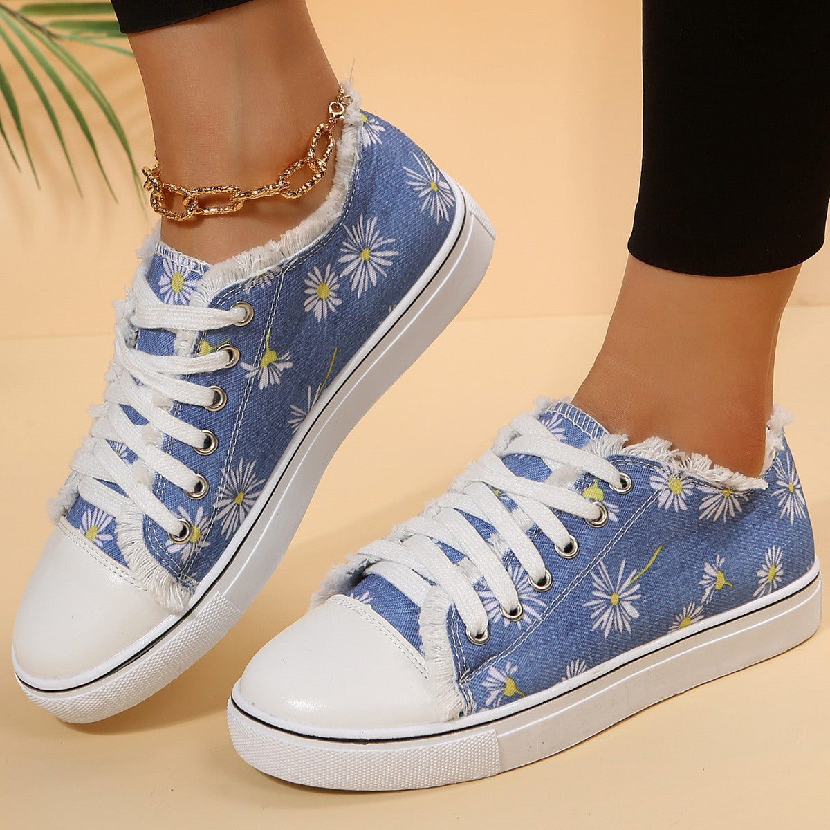 Women’s Casual Flat Floral Canvas Sneakers in 5 Colors - Wazzi's Wear