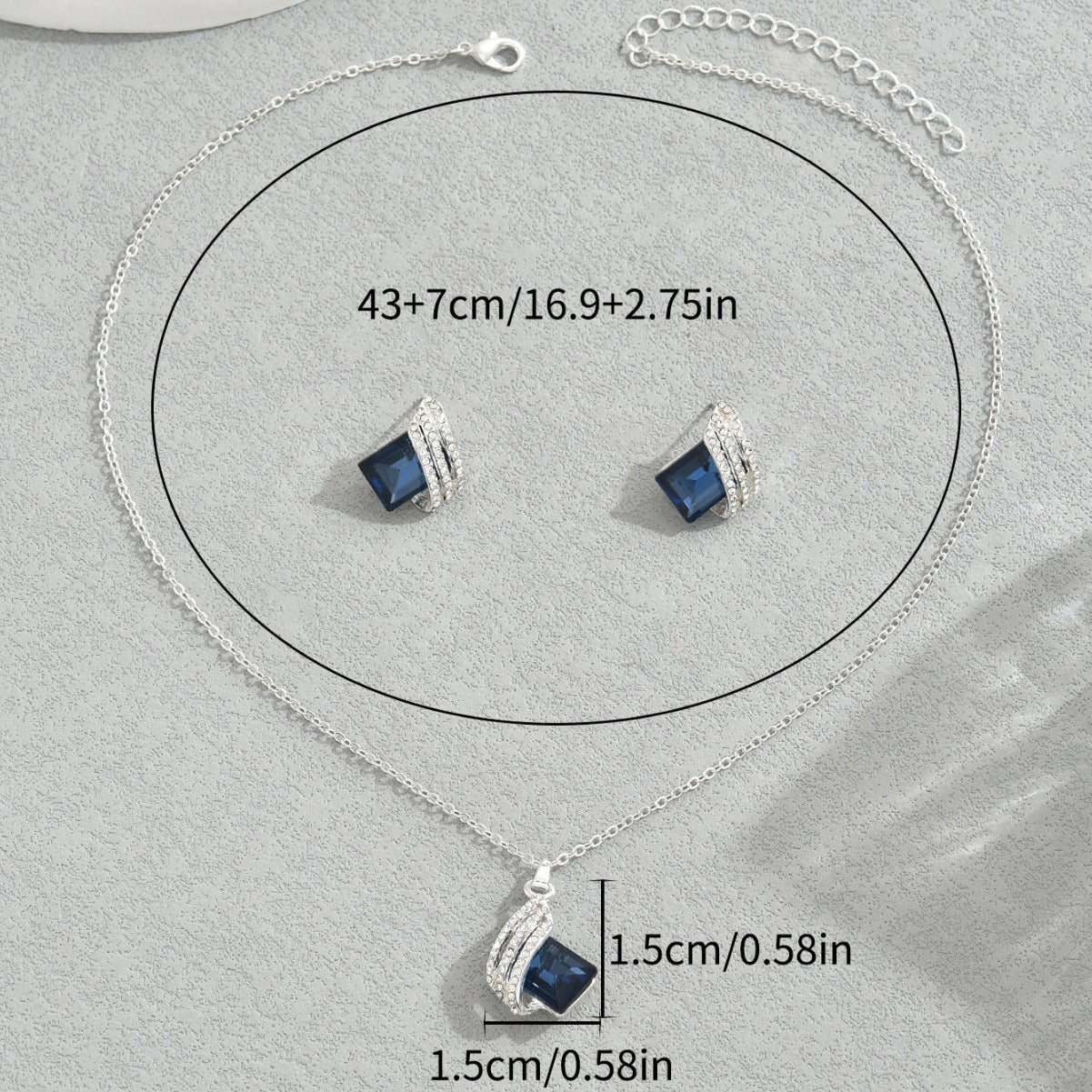 Women's Geometric Inlaid Crystal Necklace and Earring Set