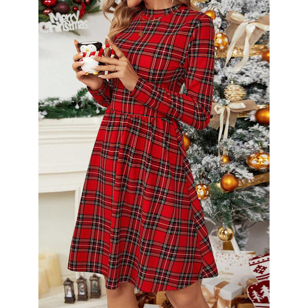 High Collar Long Sleeve Dress Christmas New European And American Style