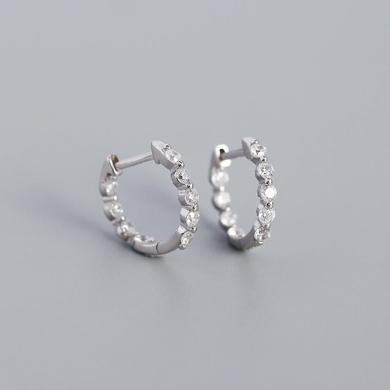 Sterling Silver Zircon Diamond Loop Earrings - Wazzi's Wear