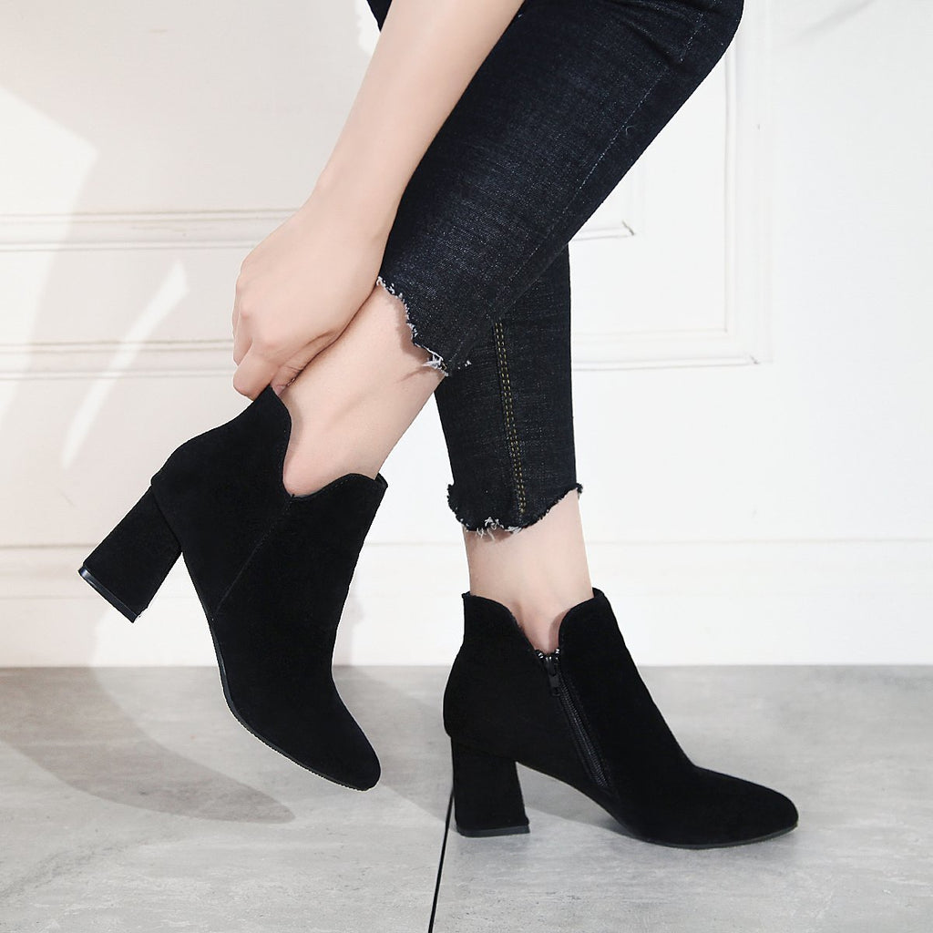 Women’s Fleece Lined Block Heel Ankle Boots