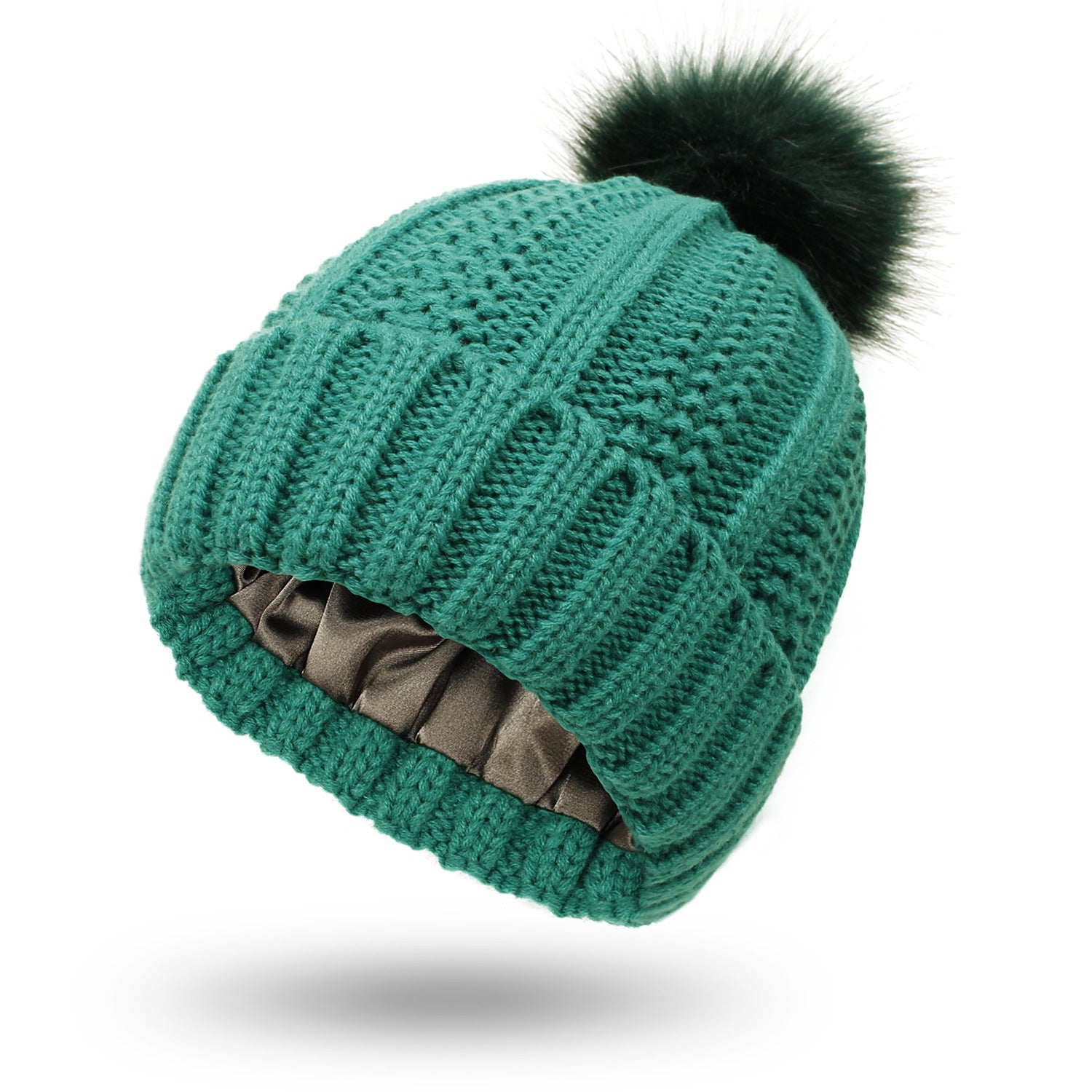 Women’s Knit Toque with Satin Lining and Pom Pom in 8 Colors - Wazzi's Wear