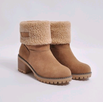 Women’s Thick Heel Fleece Lined Suede Snow Boots in 5 Colors - Wazzi's Wear