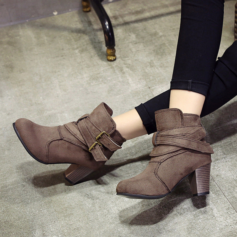 Women’s Suede Block Heel Ankle Boots