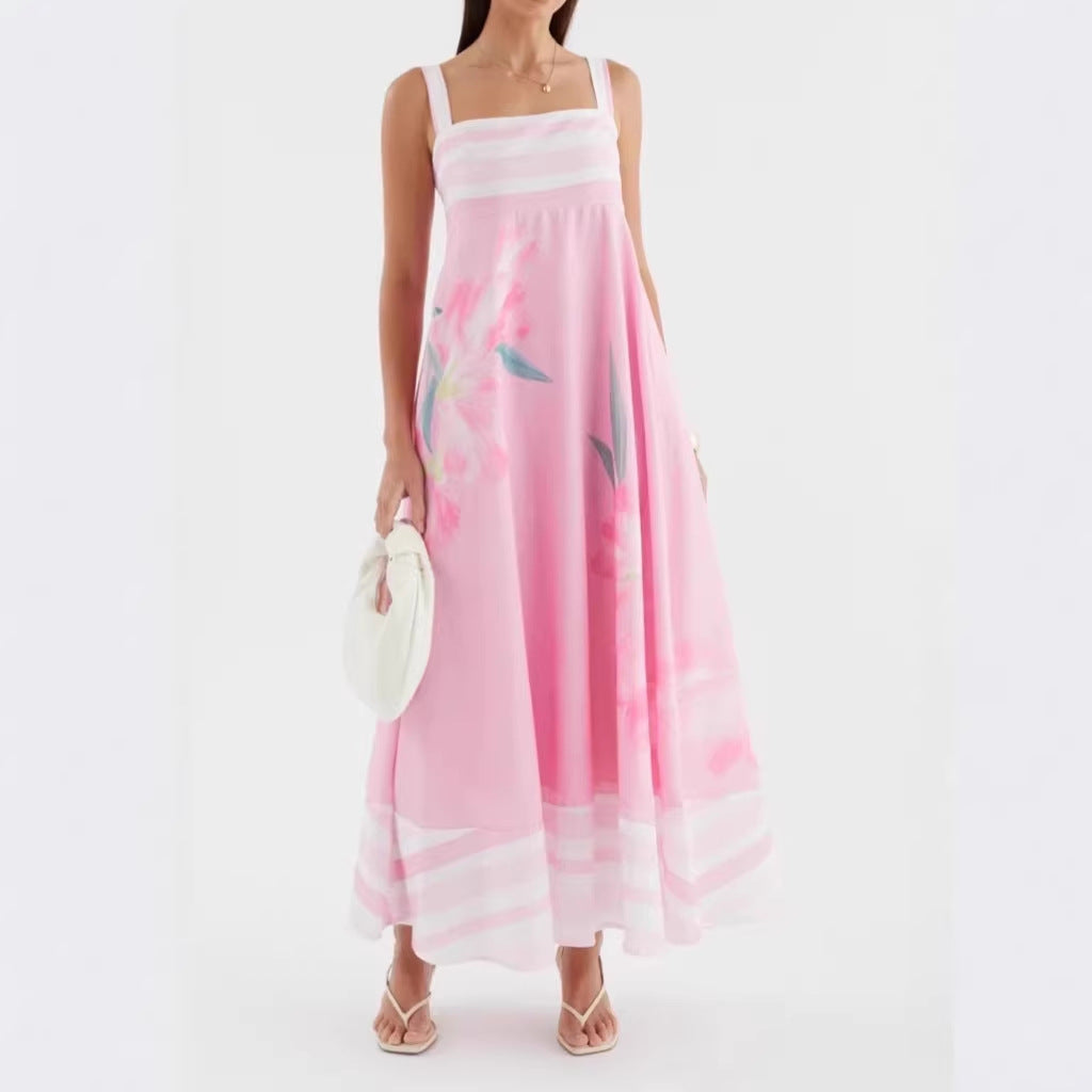 Printed Halter-neck Maxi Resort Dress