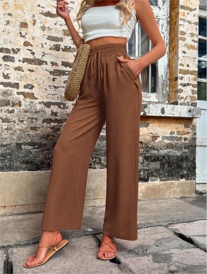 High waisted wide leg pants with crop top best sale