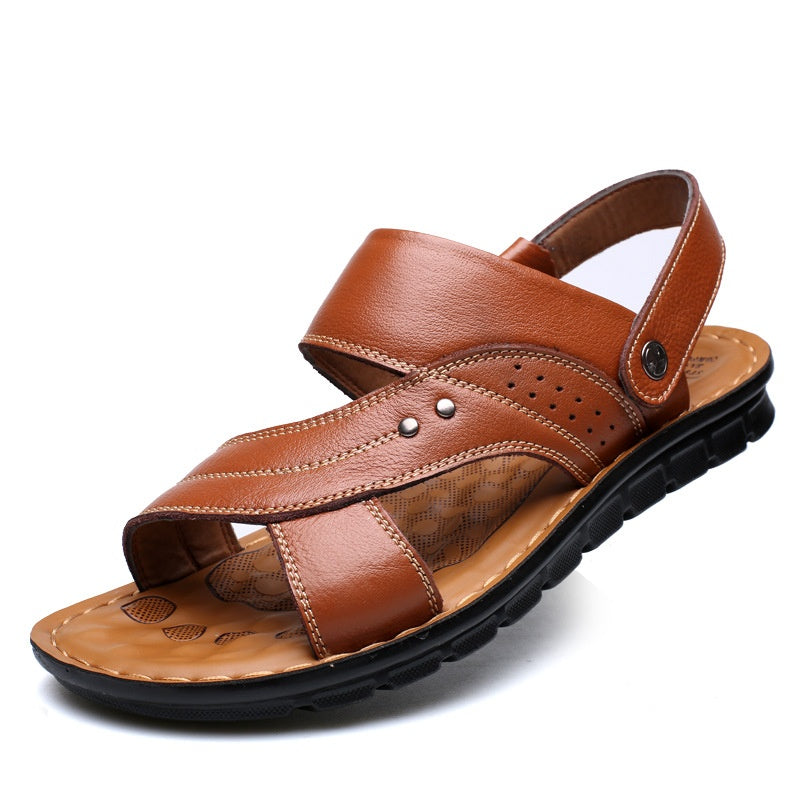 Men’s Leather Sandals with Adjustable Back Strap