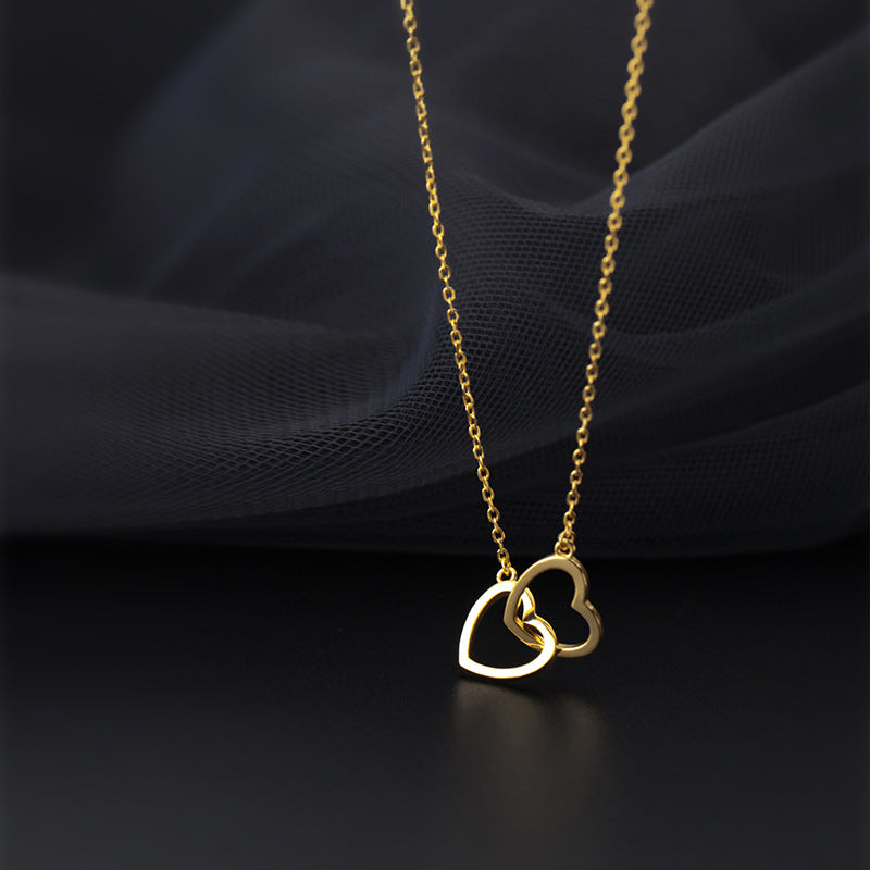 Interlocking Double Heart Gold or Silver Necklace - Wazzi's Wear