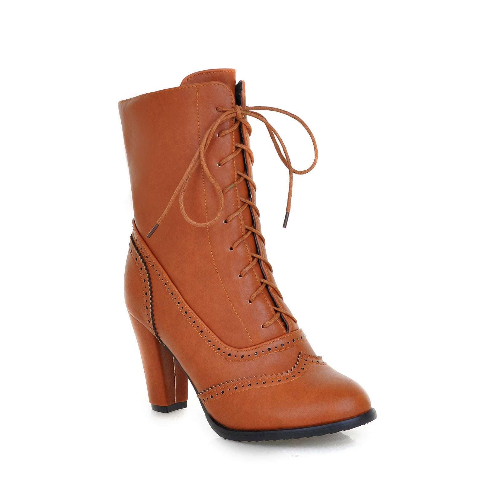 Women's Chic Solid Colour Lace-Up High Heel Boots