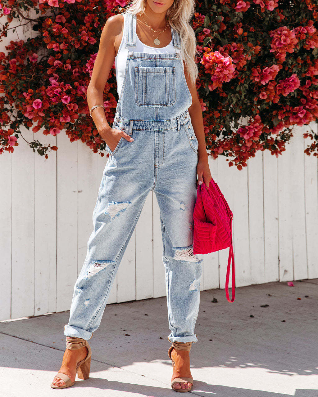 Women's Ripped Denim Overalls S-3XL - Wazzi's Wear