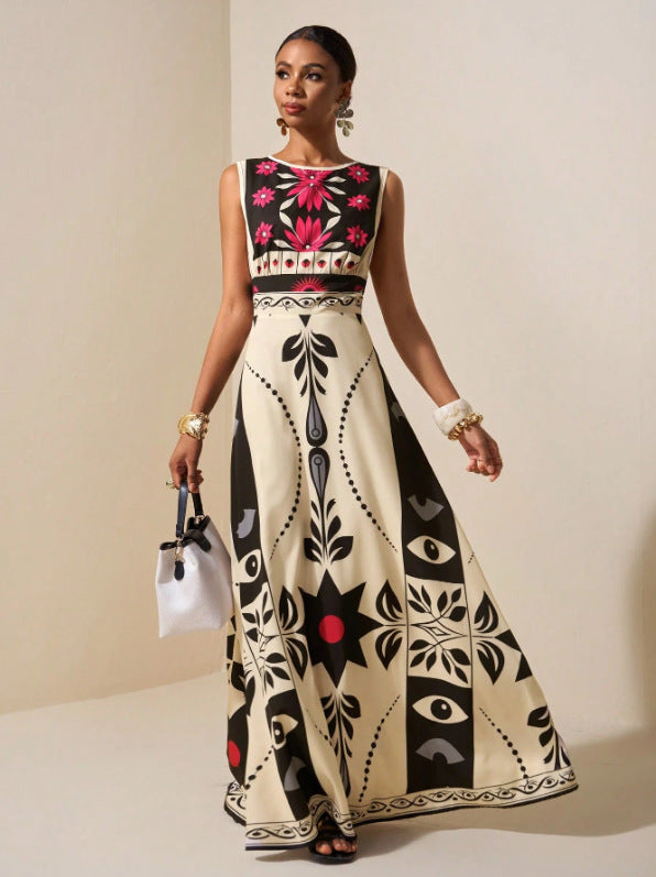 Bohemian-style Tropical Rainforest Print Dress