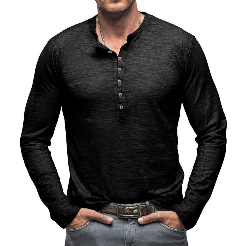 Men's Cotton Long Sleeve Henley Shirt