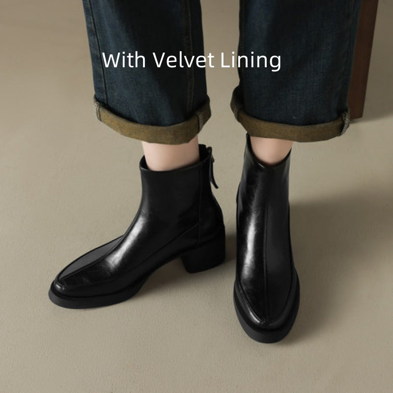 Womens Genuine Leather High-Heel Ankle Boots New Fall Winter Style For Winter Seasons