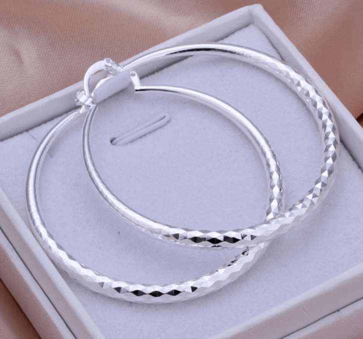 Large Silver-Plated Hoop Earrings - Wazzi's Wear