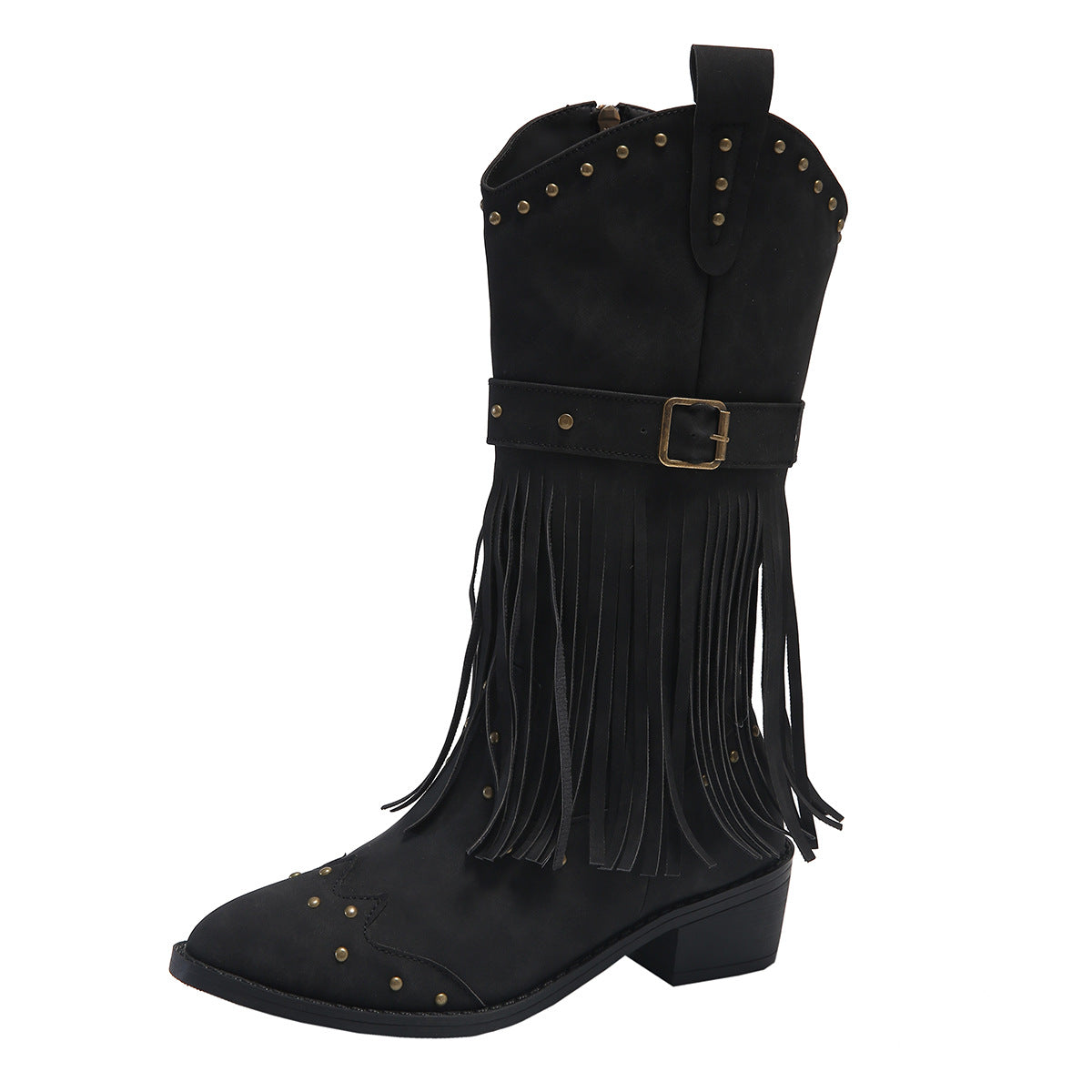 Women’s Mid-Calf Cowboy Boots with Tassels in 2 Colors - Wazzi's Wear