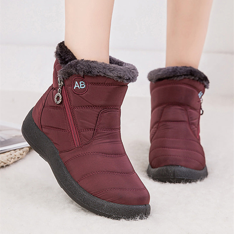 Women’s Waterproof Ankle Snow Boots with Plush Lining and Side Zipper in 5 Colors - Wazzi's Wear