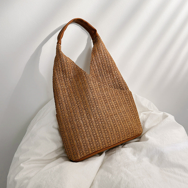 Sac à main fourre-tout en paille tissée pour femme en 3 couleurs