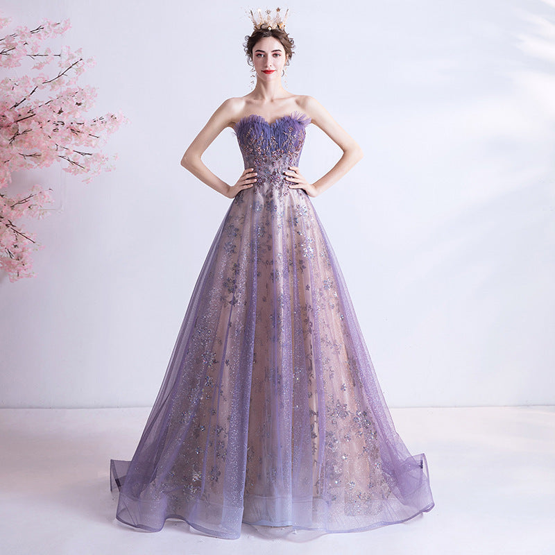 Women’s Strapless Purple Evening Prom Dress XS-3XL - Wazzi's Wear